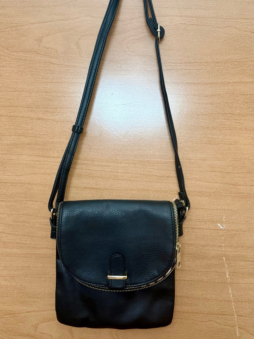 Classic Black Crossbody Bag with Gold Hardware